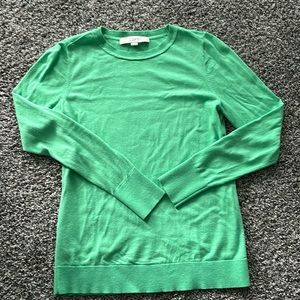 Pale green LOFT fine knit sweater; slim fit; XSP